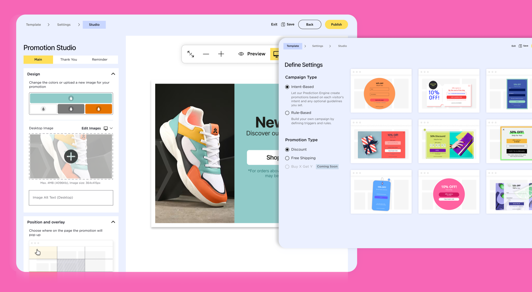 Intent-Based Promotions interface mockup